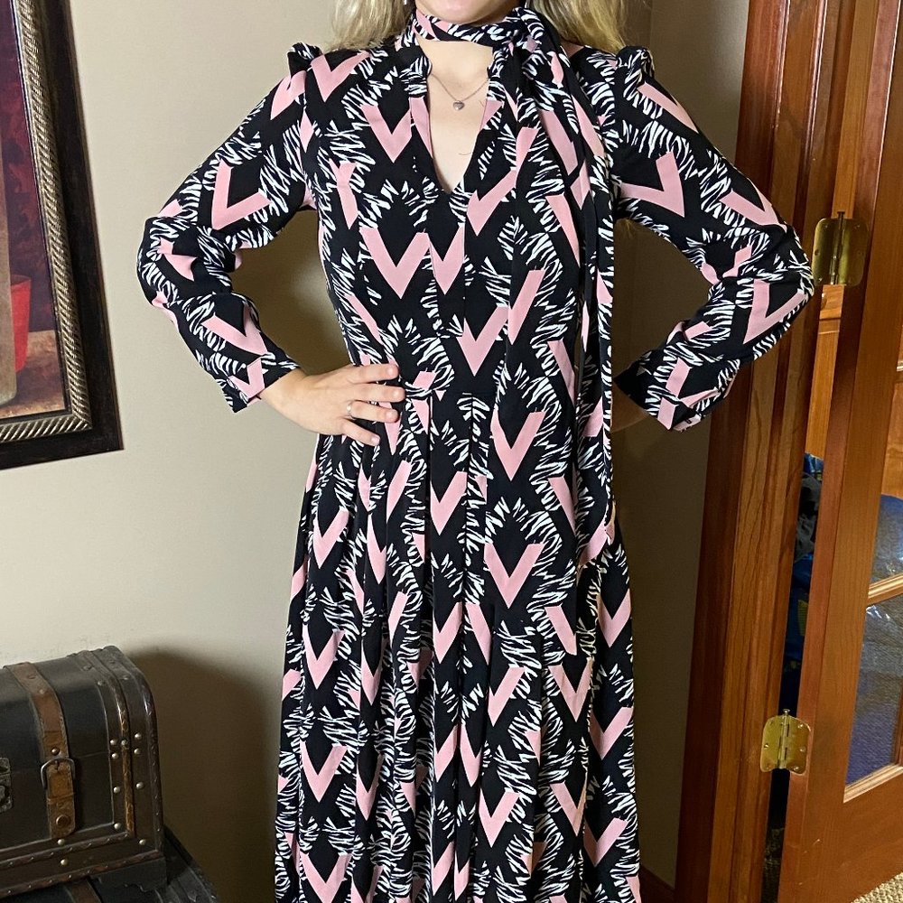 Anonyme Geometric Patterned Full Length Maxi Dress